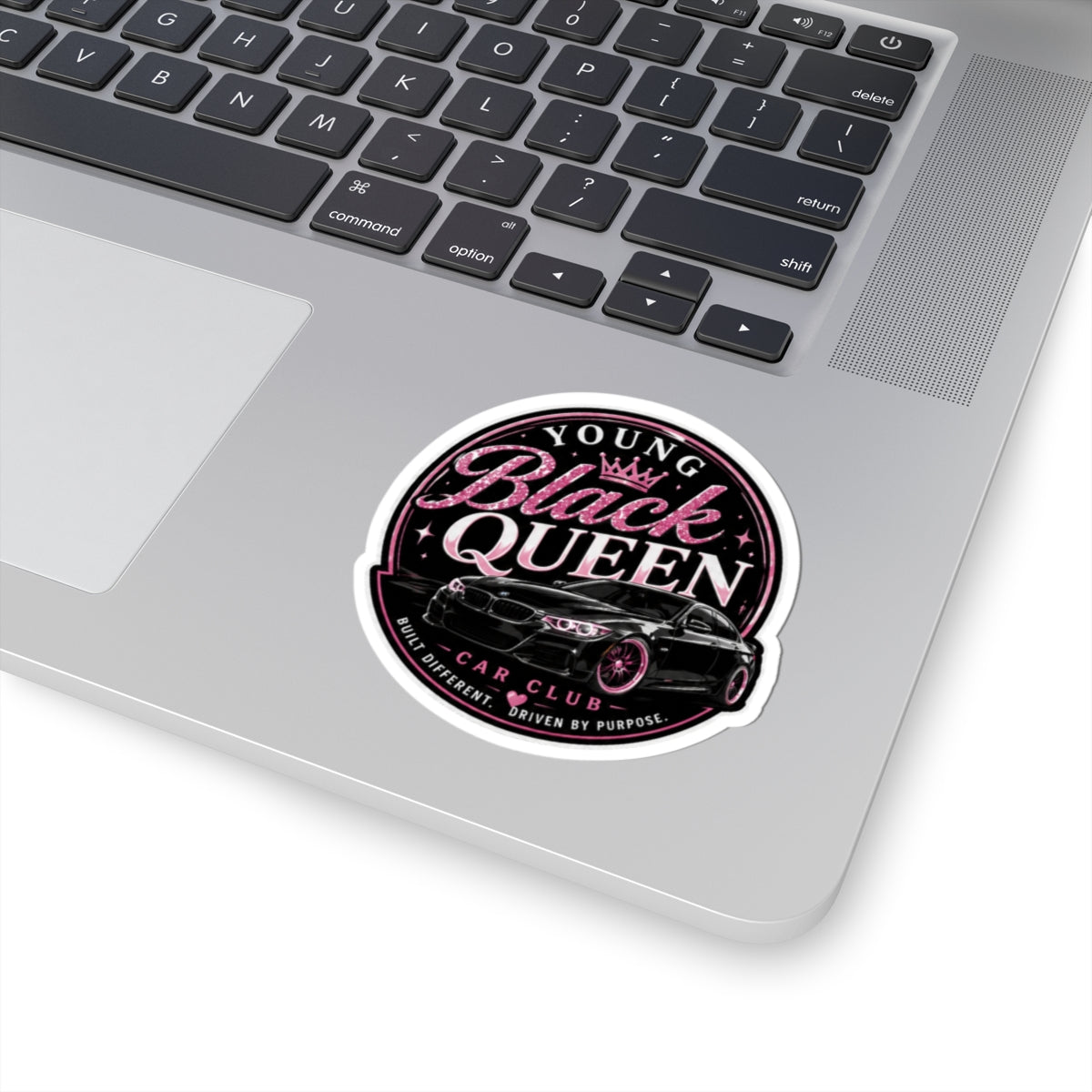Young Black Queen car club Kiss-Cut Sticker | automotive decal, pink glitter design
