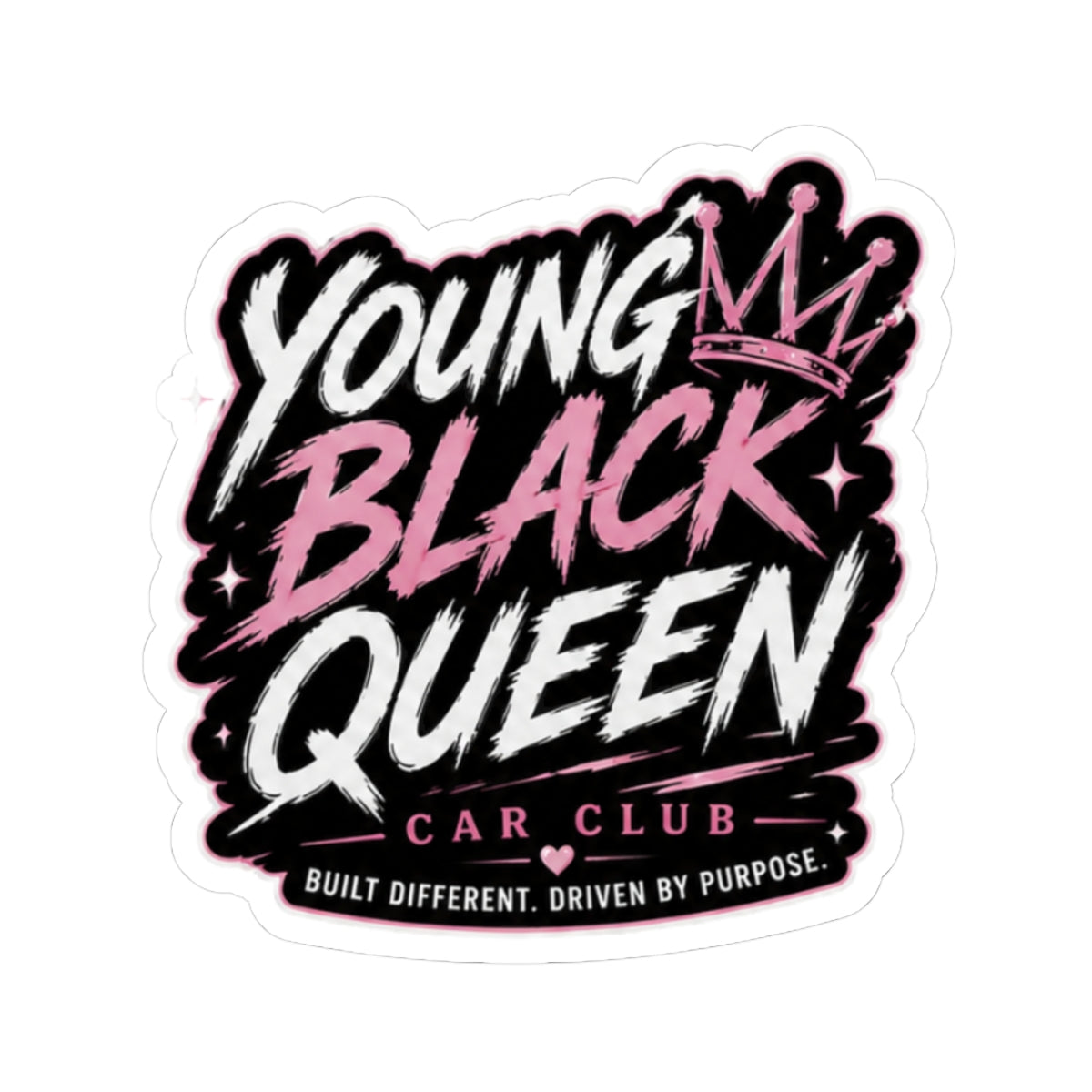 Young Black Queen Kiss-Cut Sticker | Car Club decal, Pink Crown design