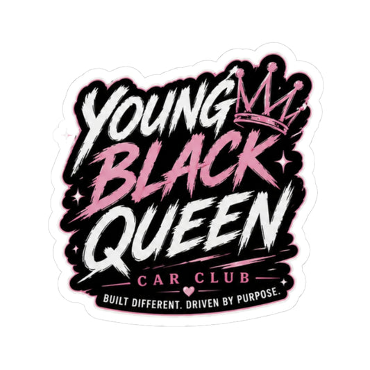 Young Black Queen Kiss-Cut Sticker | Car Club decal, Pink Crown design
