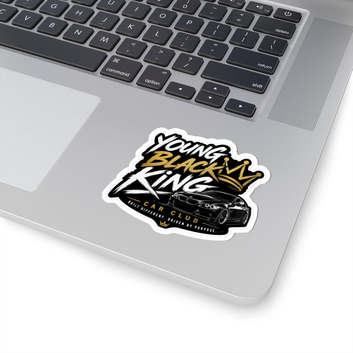 Young Black King Car Club Kiss-Cut Sticker | Crown, Sports Car, Urban Decal