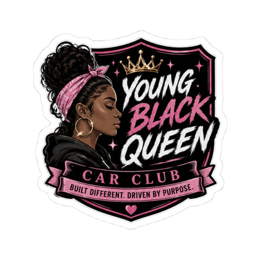 Young Black Queen Car Club Sticker | Kiss-Cut Vinyl Sticker