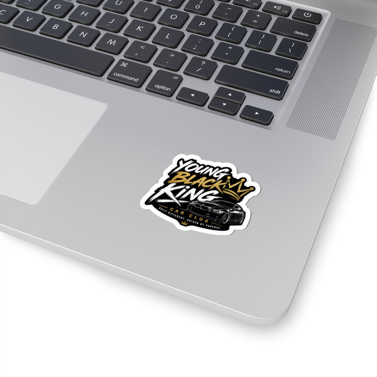 Young Black King Car Club Kiss-Cut Sticker | Crown, Sports Car, Urban Decal