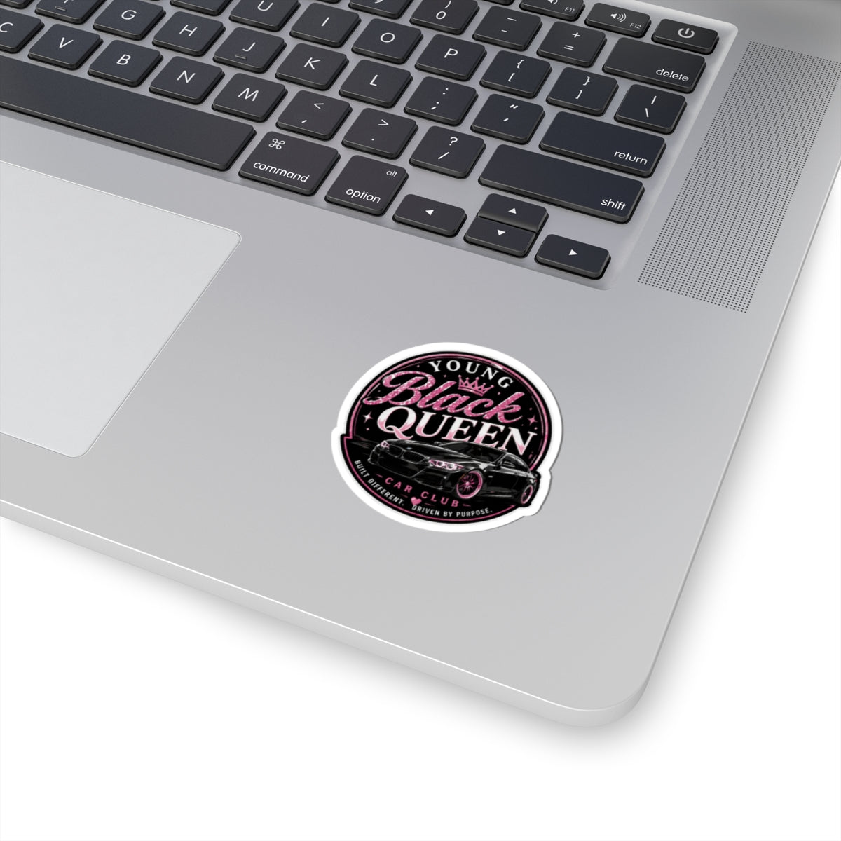Young Black Queen car club Kiss-Cut Sticker | automotive decal, pink glitter design